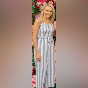 Rails Kyra Striped Wide Leg Linen Blend Jumpsuit